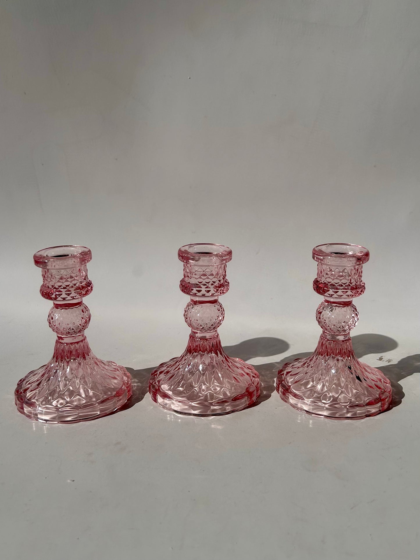 Pink Crystal Candle Holder set of 2