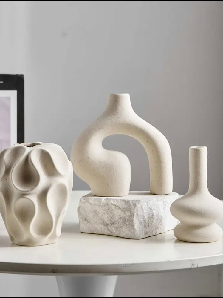 Boho ceramic vase set of 3