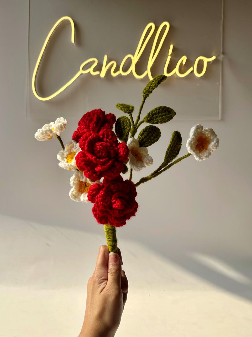 Red Rose Trinity - Crochet Flowers