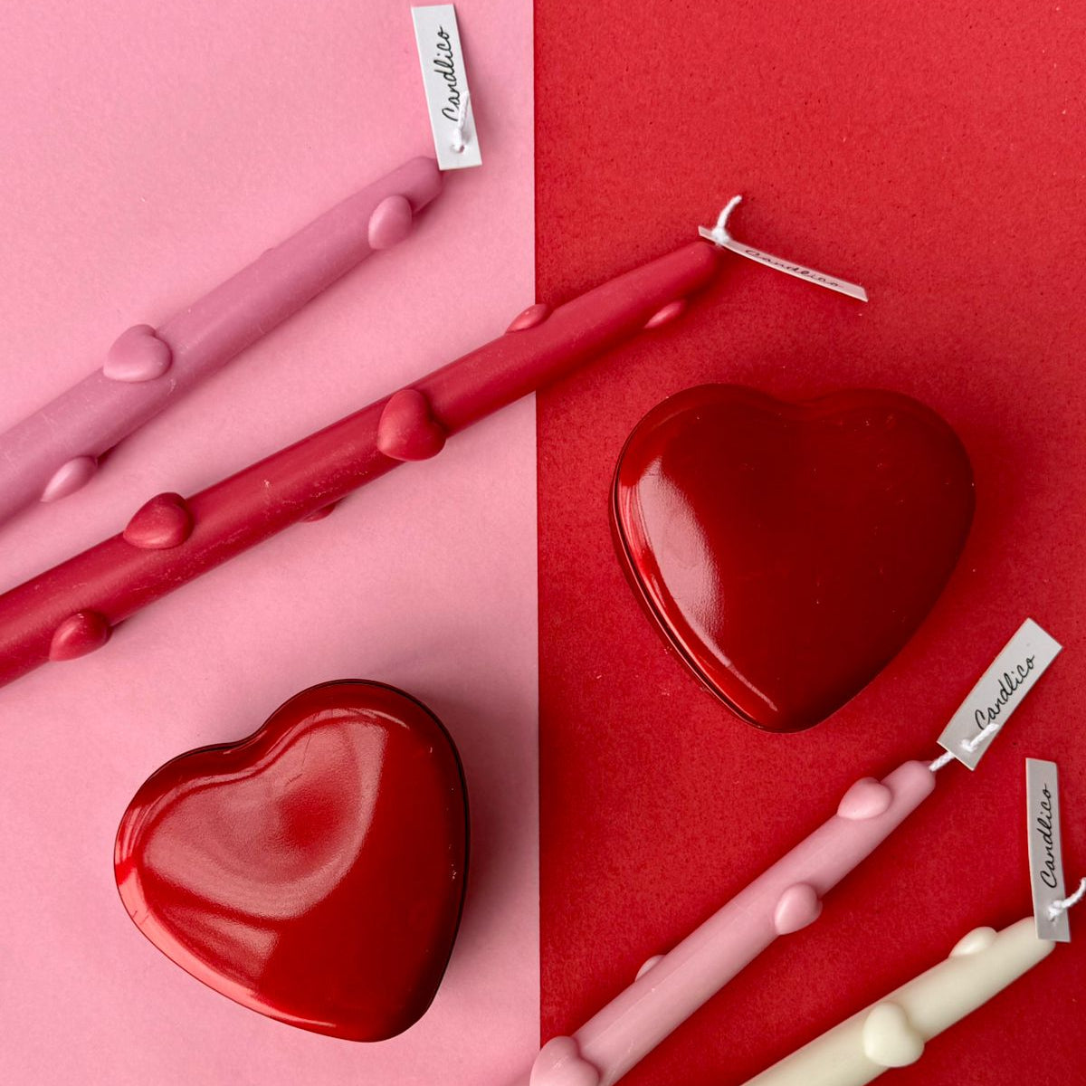 Heart Taper Candles (Pair)