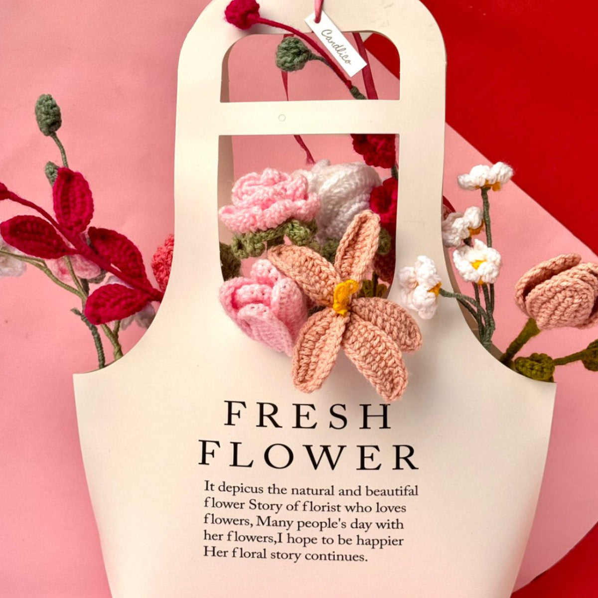 CherryBloom Crochet Flower Basket