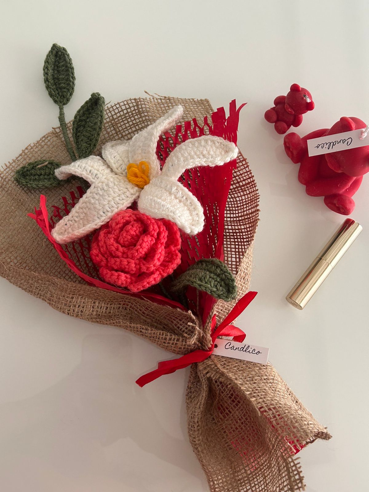 Rose & Pearl Crochet Bouquet