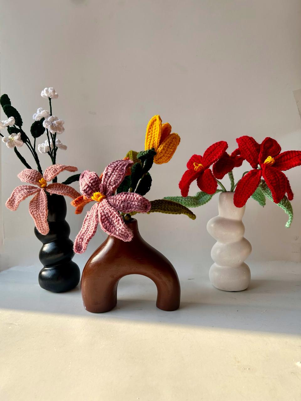 Whispers of Sandstone Blooms - Crochet Flower Bouquet