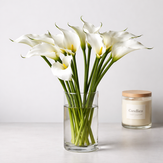 White Artificial Water Lily Flower Stem