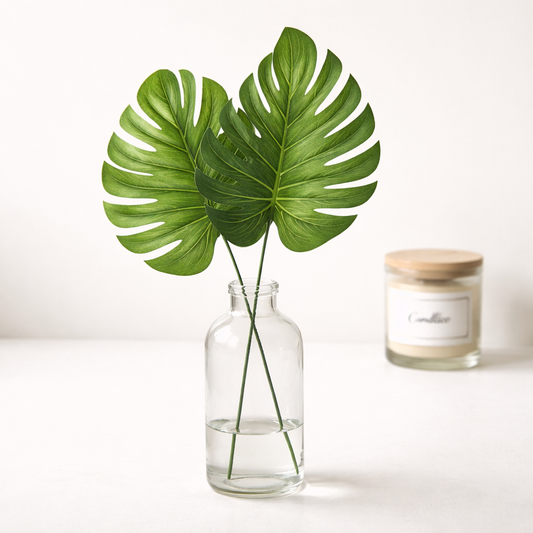 Green Artificial Monstera Leaf Stem