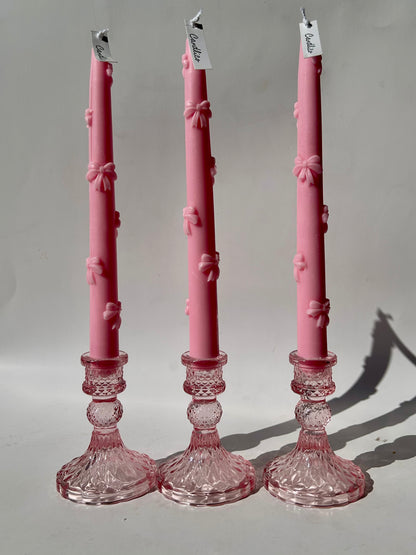 Pink Crystal Candle Holder set of 2