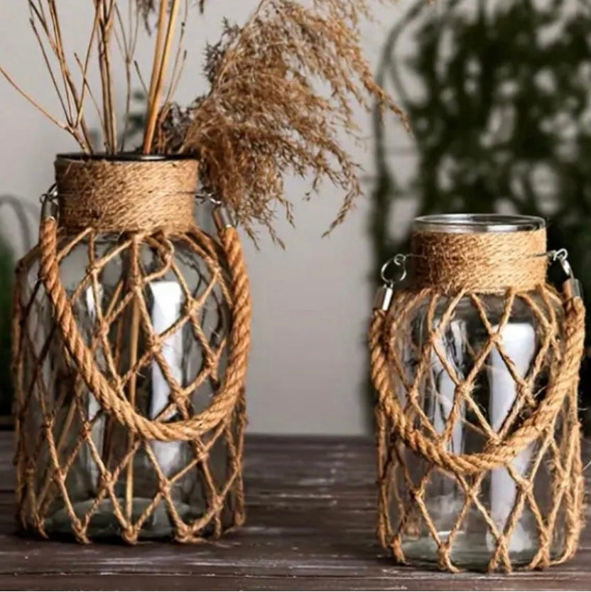Rustic Vintage Glass Vase (Pair)