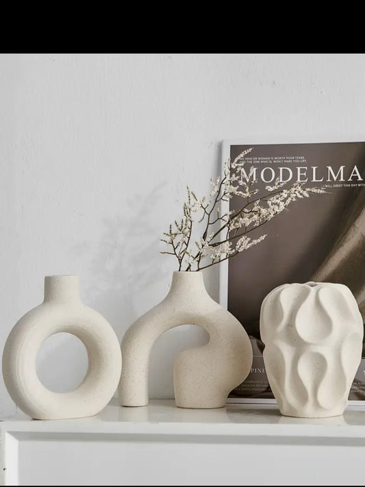 Boho ceramic vase set of 3