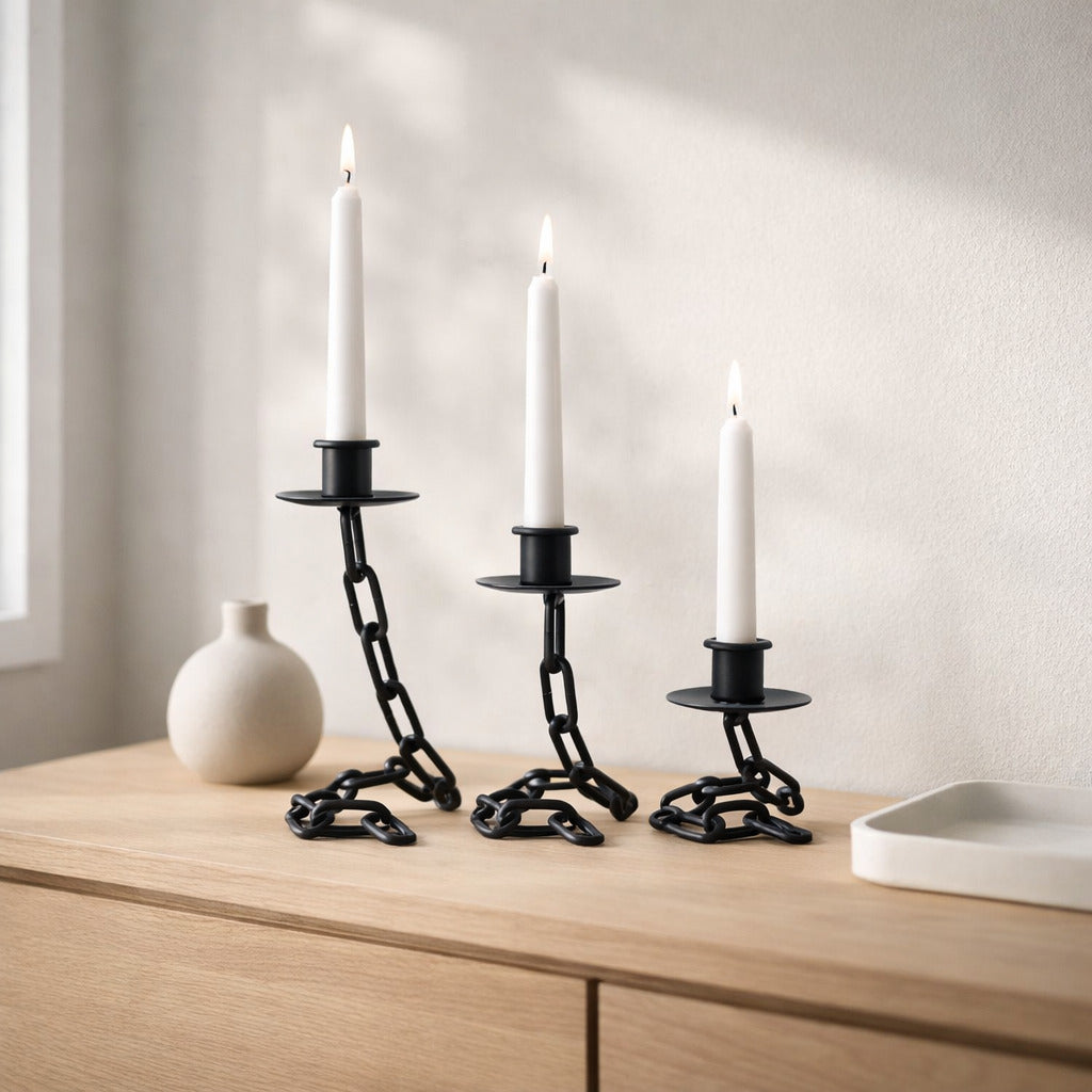 Forge Chain Link Candle Holders