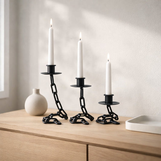 Forge Chain Link Candle Holders