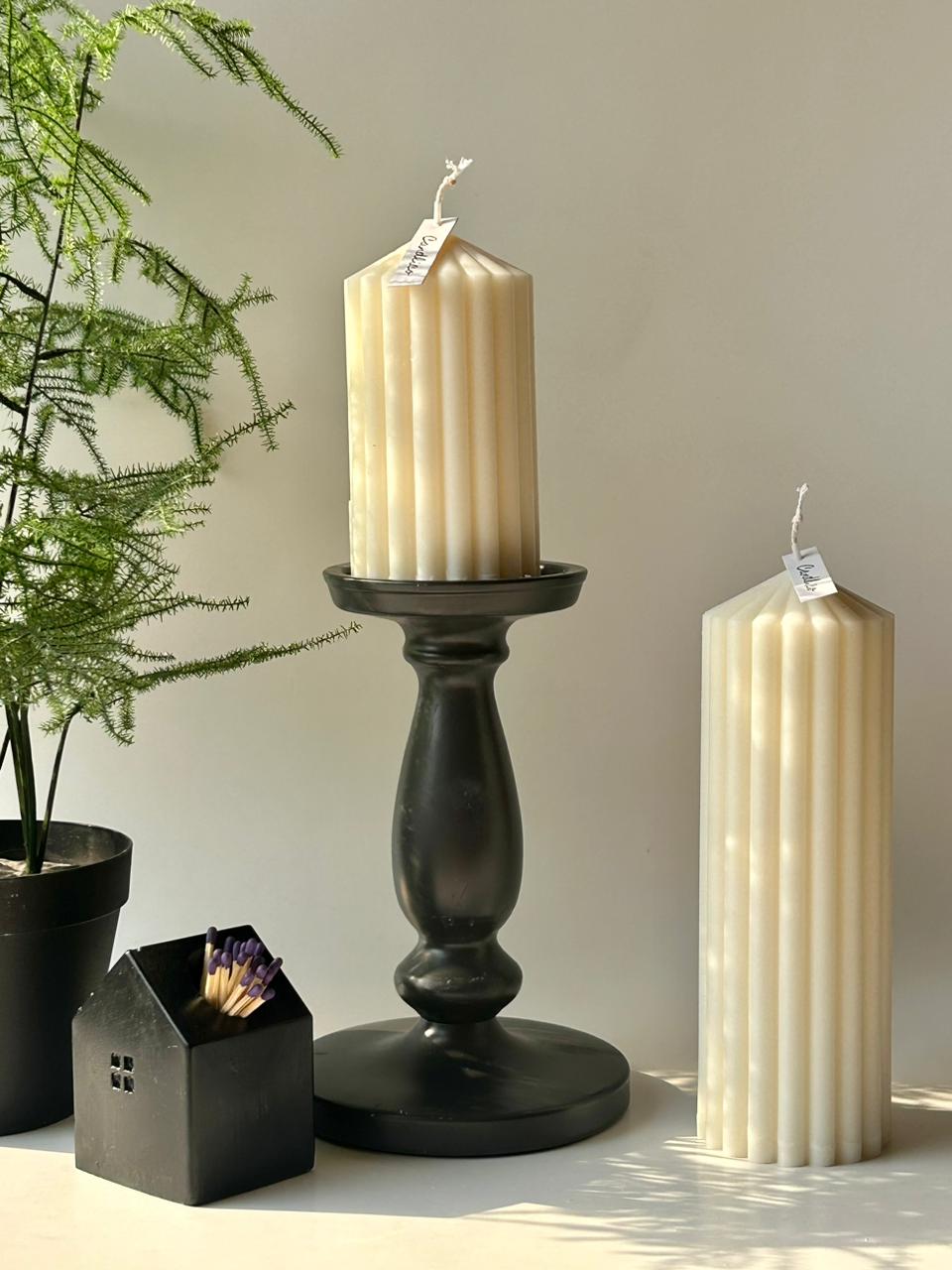 Ribbed Pillar Candle