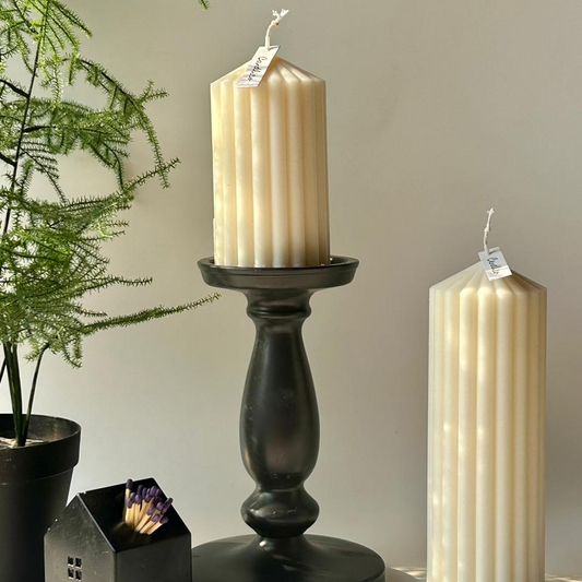Ribbed Pillar Candle