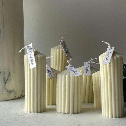 Clio Ribbed Pillar Candle