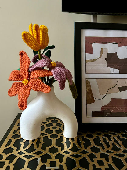 Whispers of Sandstone Blooms - Crochet Flower Bouquet