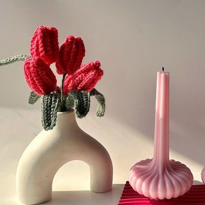Pink Ribbed Tulip - Crochet Flower