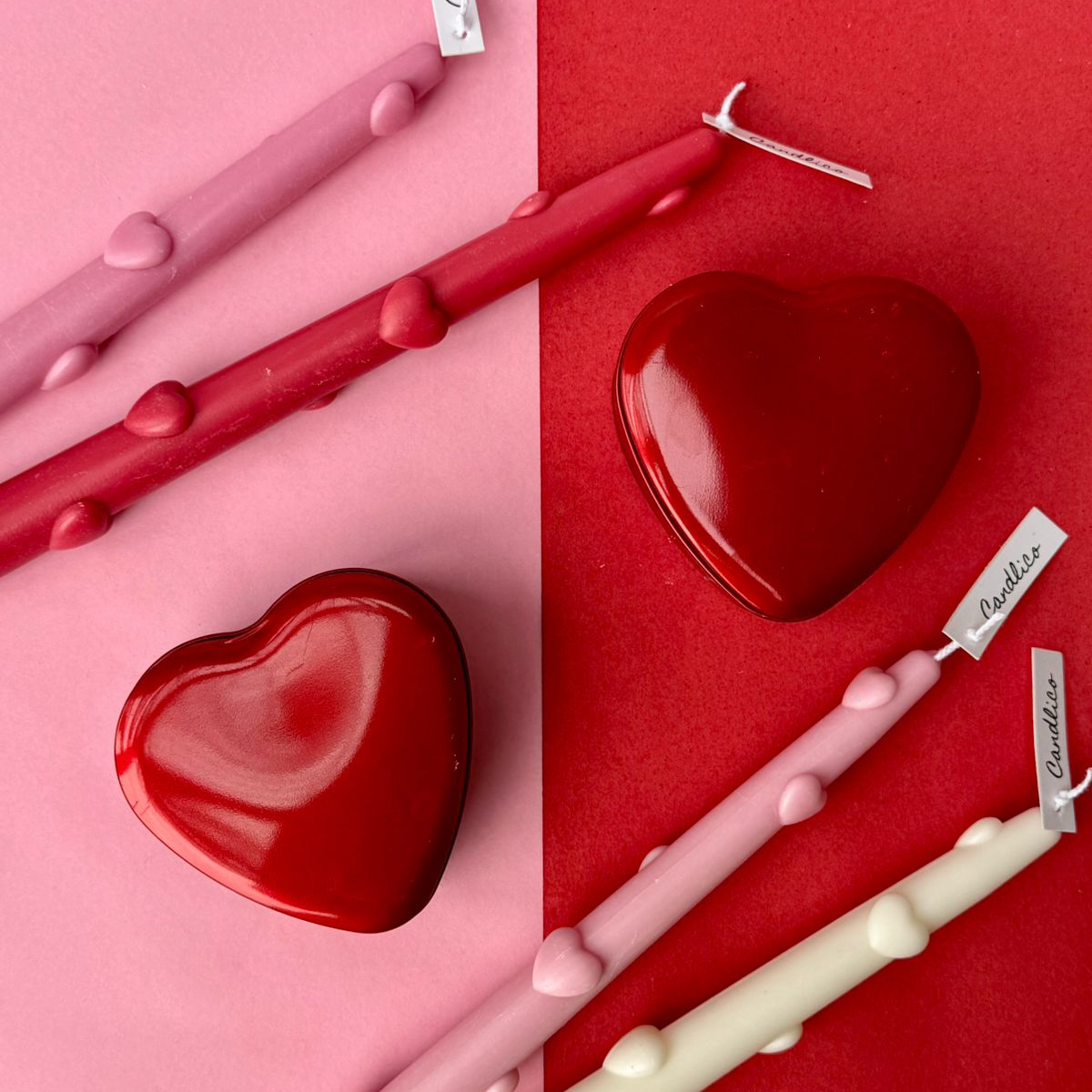 Heart Taper Candles (Pair)