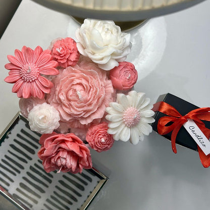 Candle Bouquet - Blushing Snow