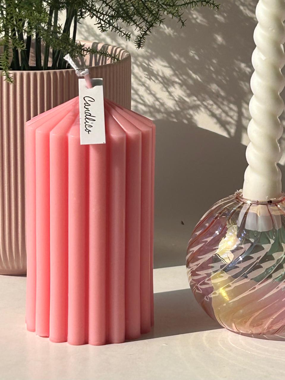 Ribbed Pillar Candle