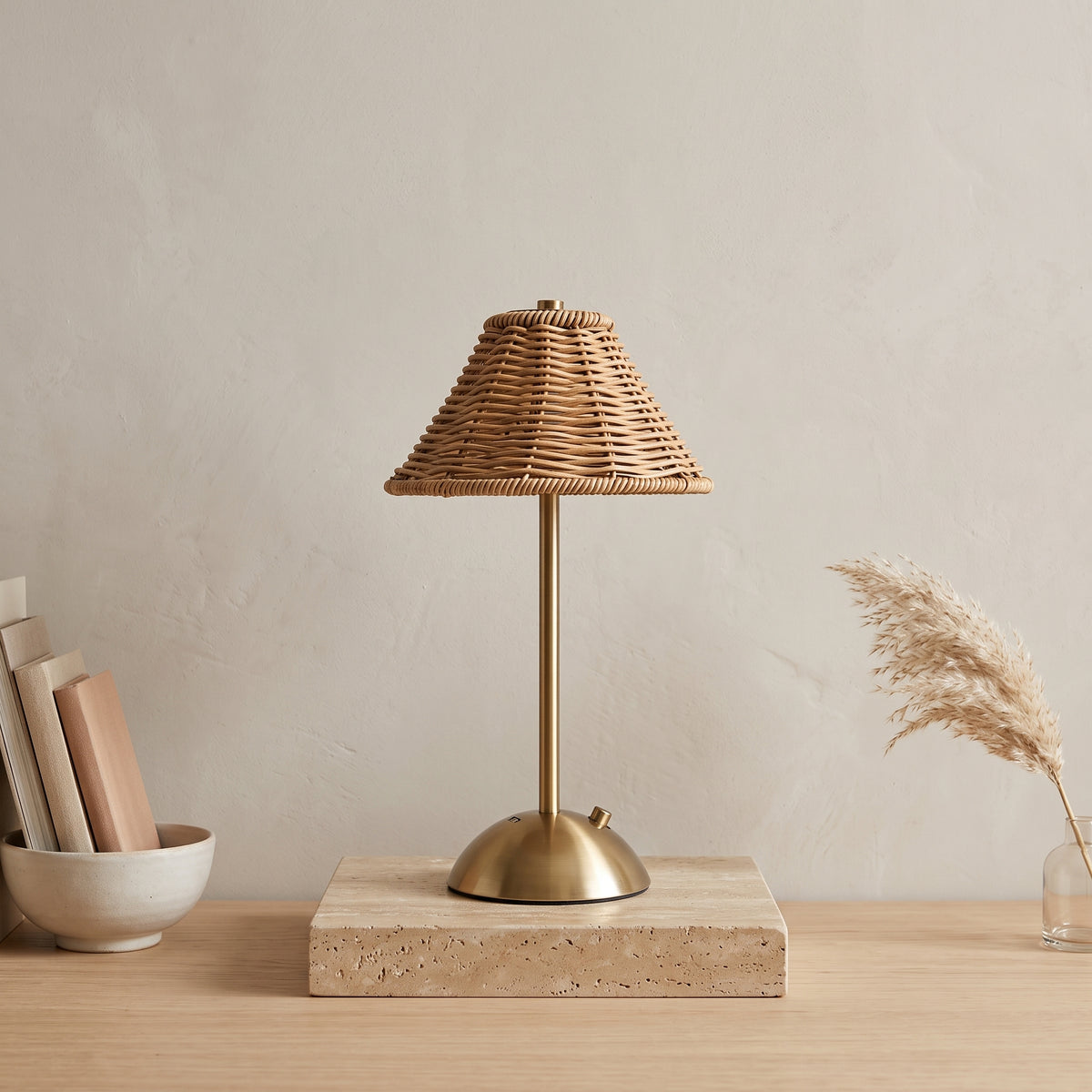 Handwoven Rattan Umbrella Table Lamp