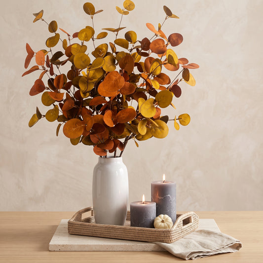 Faux Eucalyptus Autumn Foliage Branch