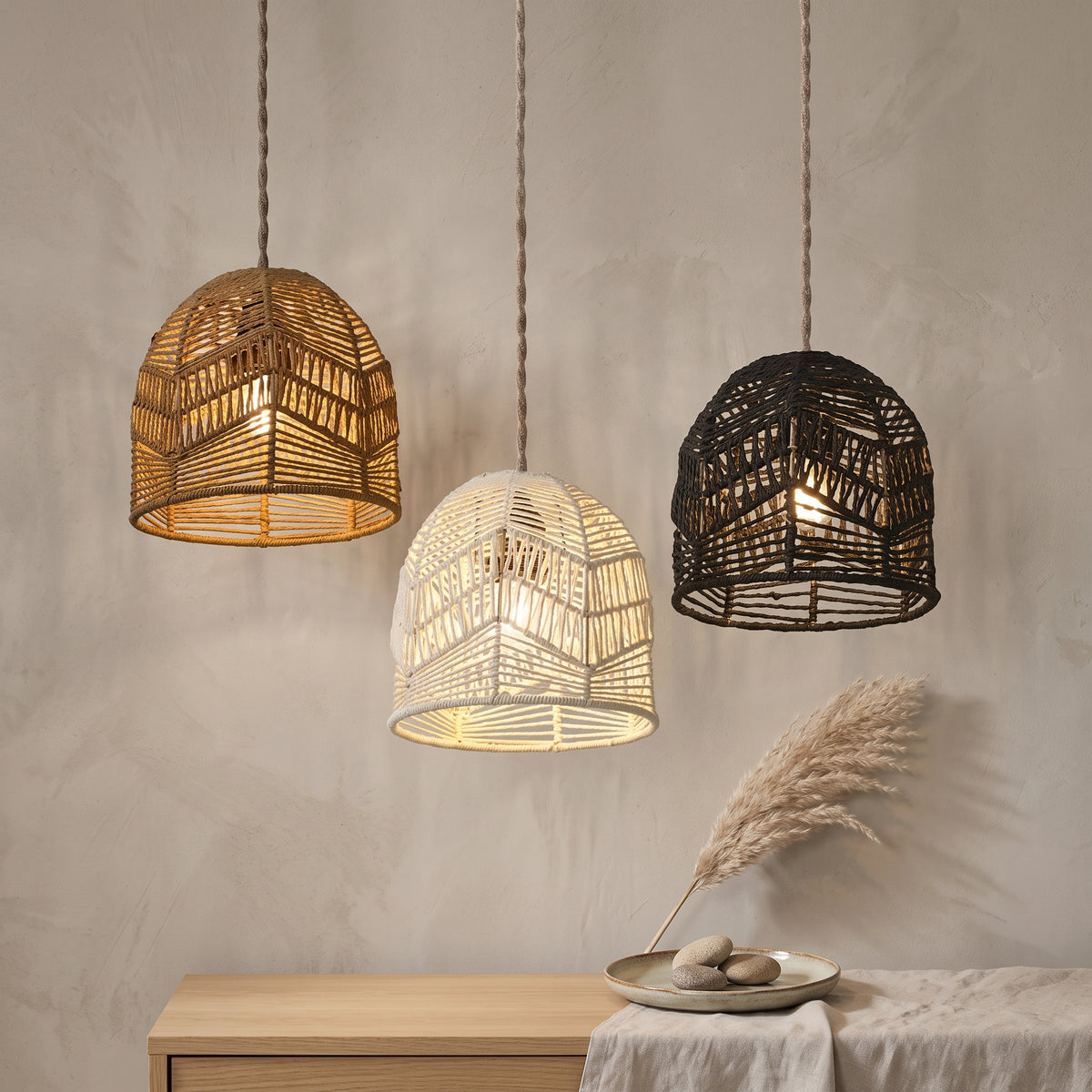 The Woven Canopy: Paper Rope Lampshade Collection